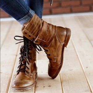 Bed Stu Brown Leather Combat Boots